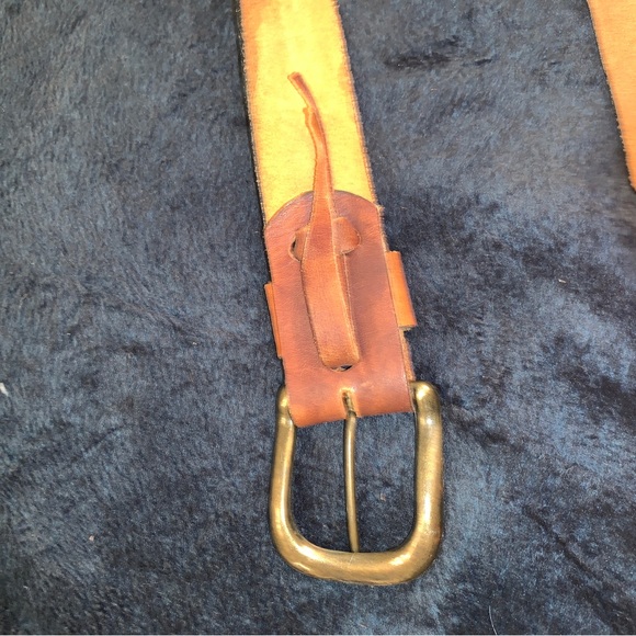 VINTAGE HANDMADE 70’s 2” WIDE TOOLED BURNISHED LEATHER BELT BOHO WESTERN HIPPIE - Picture 7 of 14